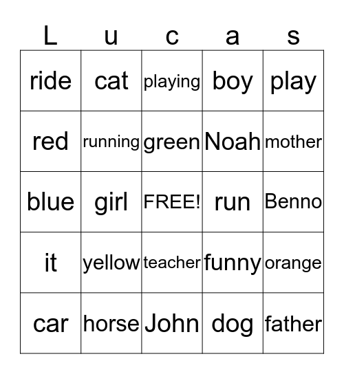 Lucas  Bingo Card