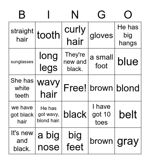 Appearance Bingo Card