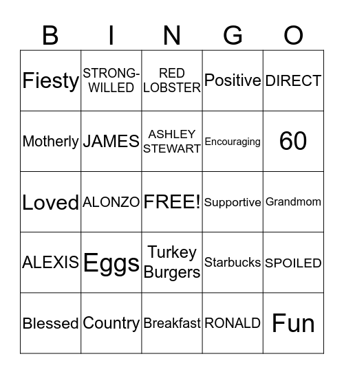 BIG "V"'s BIRTHDAY BINGO Card
