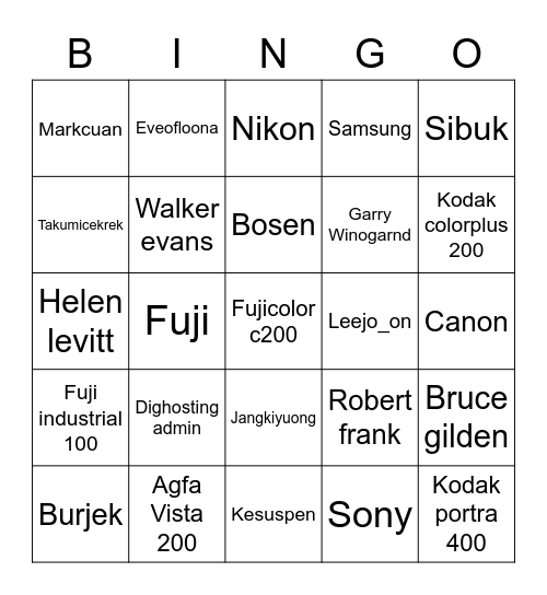 Myungji Bingo Card