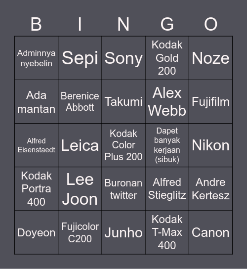 Minhyunoire. Bingo Card