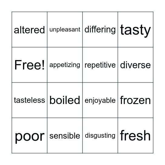 Antonyms and synonyms Bingo Card