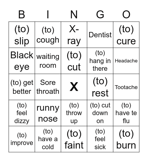 Engels Bingo Card