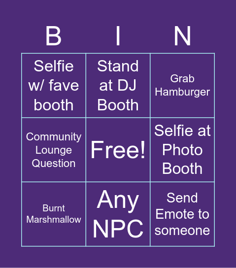 DYGYCON 7 Scavenger Hunt Bingo Card