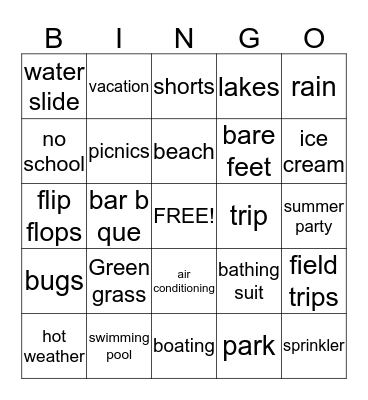 Summer Bingo Card