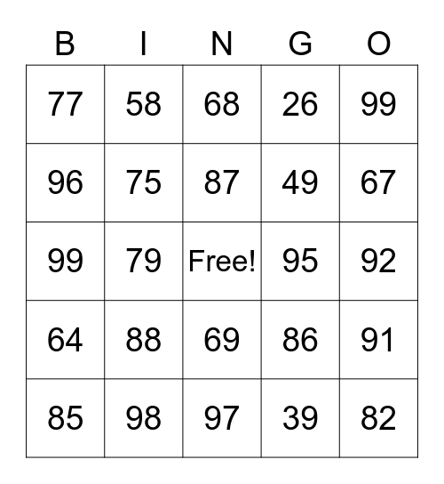 2-digit addition no regrouping Bingo Card