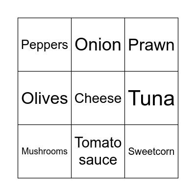 FOOD Bingo Card