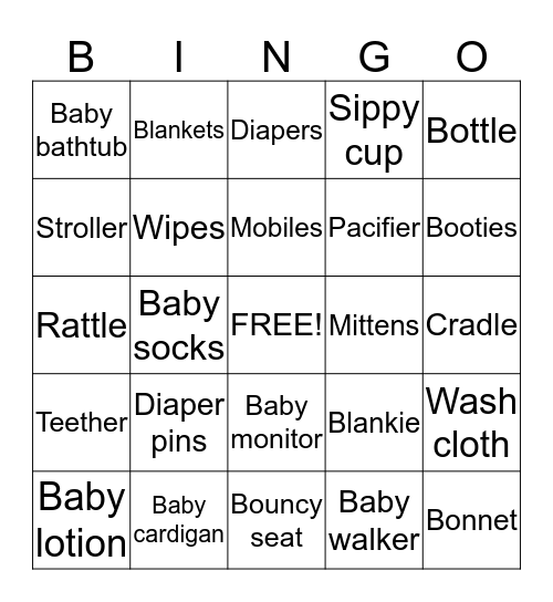 Baby Lyla Bingo Card