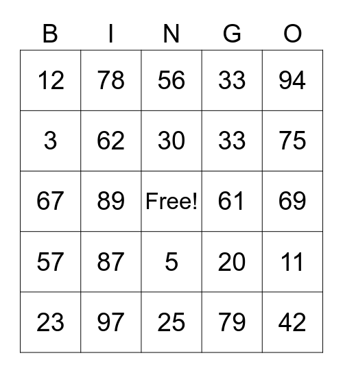 2-digit addition and subtraction no regrouping Bingo Card