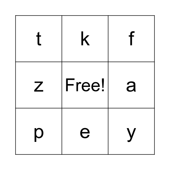 Alphabet Bingo Card