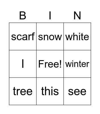 The Winter Wish Bingo Card