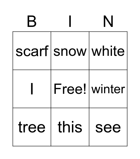 The Winter Wish Bingo Card