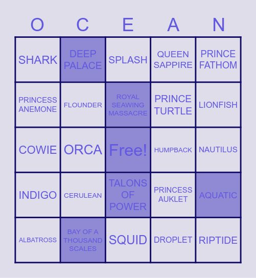 SEAWING(WOF) BINGO Card