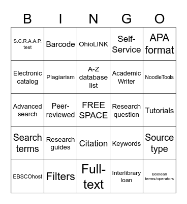 Pfeiffer Library Bingo Card