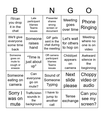 Field Ops Olympics Bingo Card