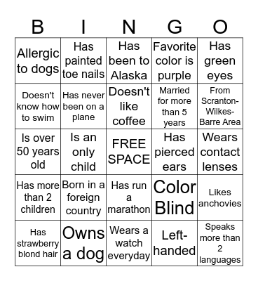 Service Delivery Bingo Card