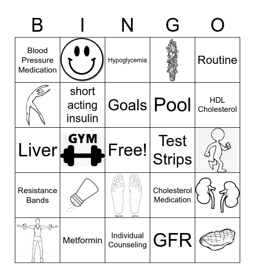 Diabetes Bingo Card