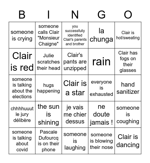 Chaigne Bingo Card