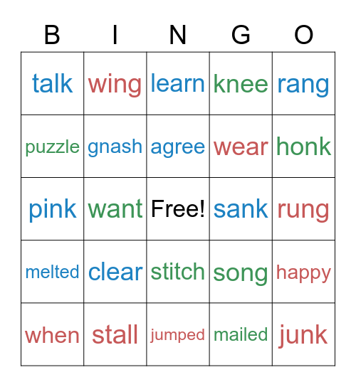 Special Sounds Bingo Card