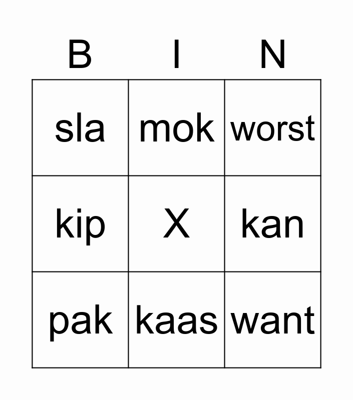 eten en drinken Bingo Card