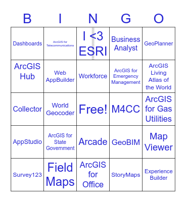 ArcGIS Online Bingo Card