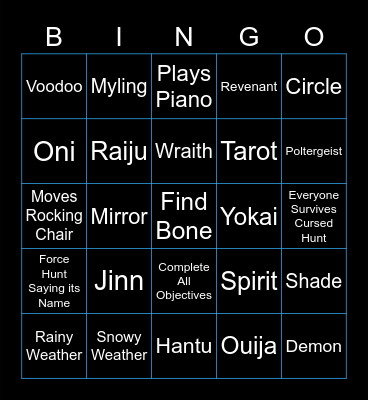 Phasmo Bingo Card