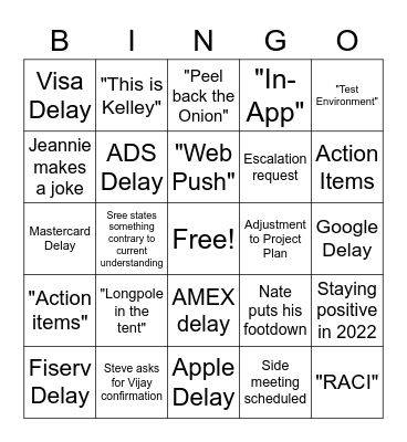 ADS call Bingo Card