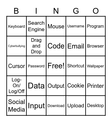 Technology Vocab. Bingo Card