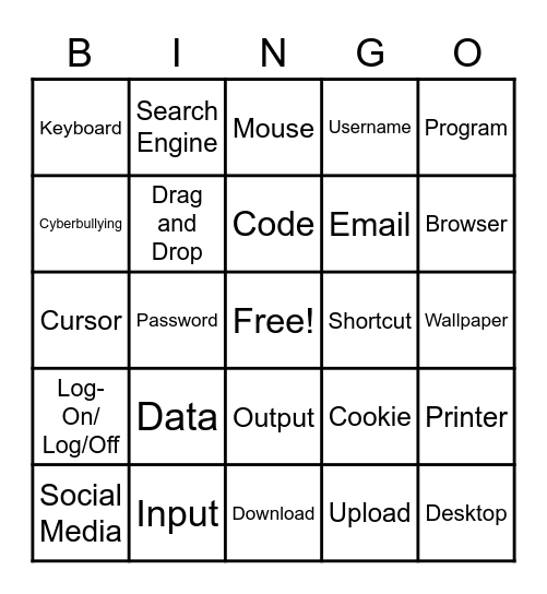 Technology Vocab. Bingo Card