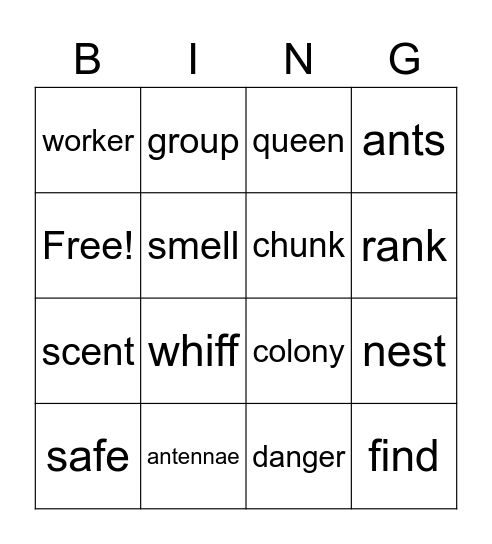Smell Tells Bingo Card