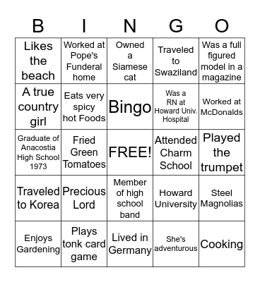 AUDREY Bingo Card