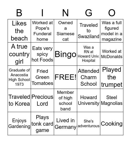 AUDREY Bingo Card