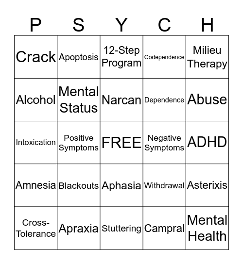 PSYCH-O Bingo Card