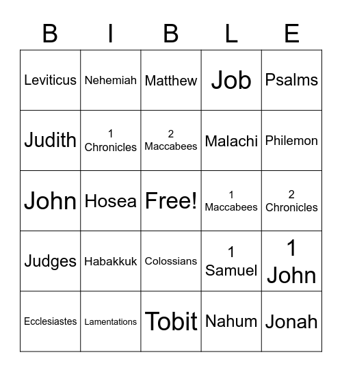 BIBLE Bingo Card