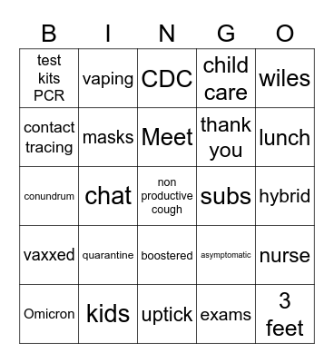 Faculty Meeting- the Omicron edition Bingo Card