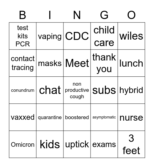 Faculty Meeting- the Omicron edition Bingo Card