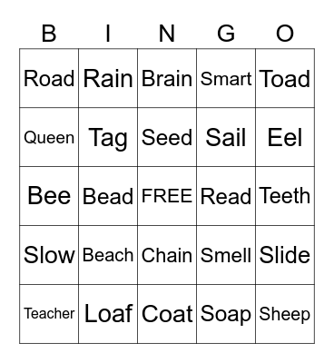 Phonics Bingo Card