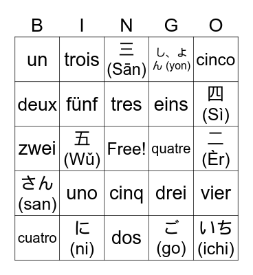 Bingo Lingo! Bingo Card