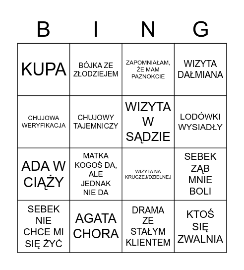 ŻABKOWE BINGO 2022 Bingo Card