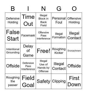 Football Bingo Card