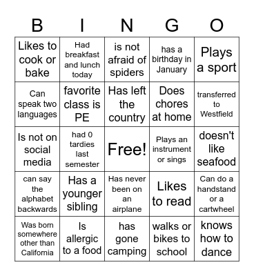 Find Someone Who Bingo Card