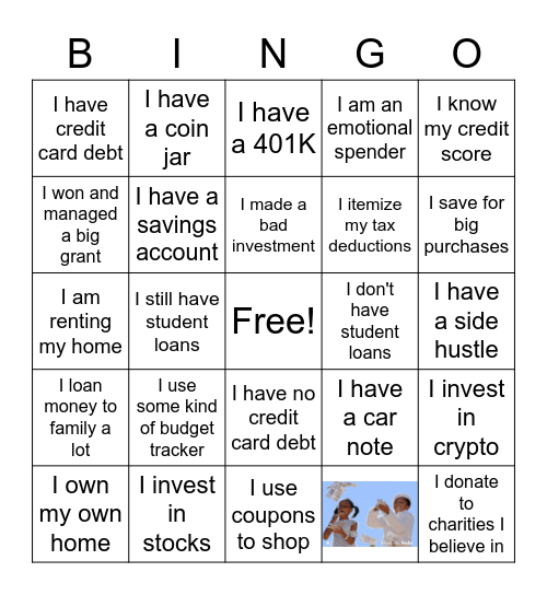 Personal Finance Bingo Card