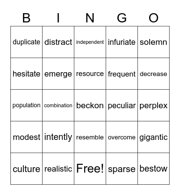 Untitled Bingo Card