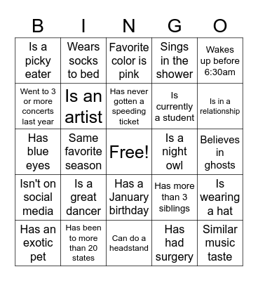 FHE Bingo Card