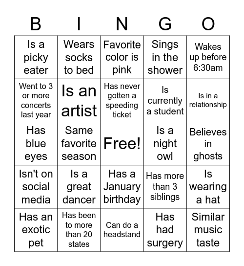 FHE Bingo Card