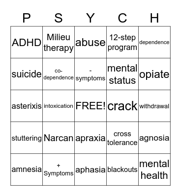 PSYCH-O Bingo Card