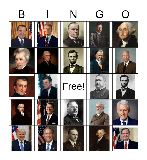 Presidents Bingo Card