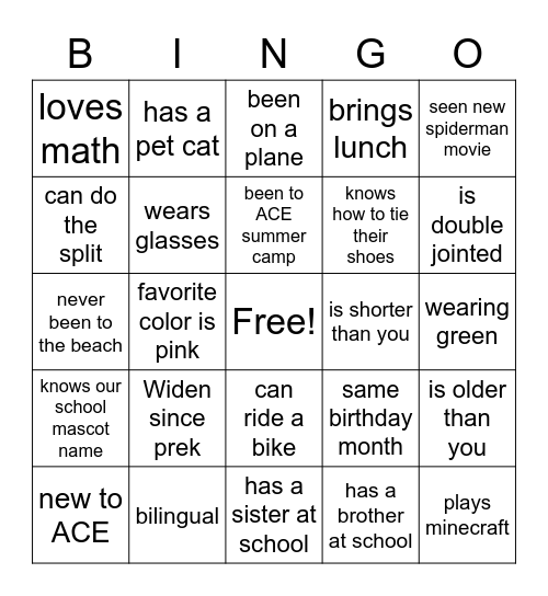 Get to know Bingo Card
