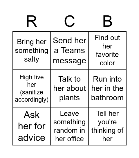 Rebecca Carr Bingo! Bingo Card