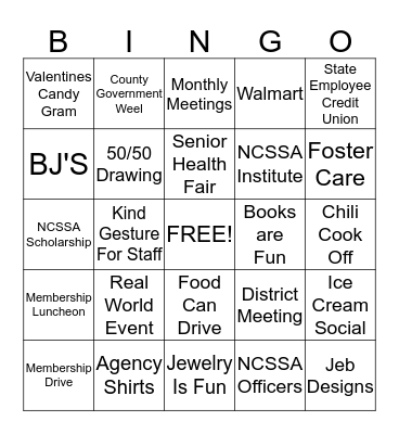 NCSSA Bingo Card